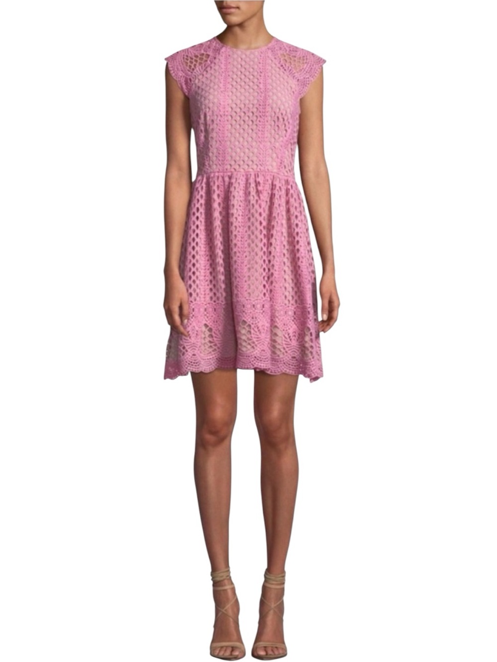 Revolve Shoshanna Mori Pink Open Lace Fit & Flare Dress Size 4